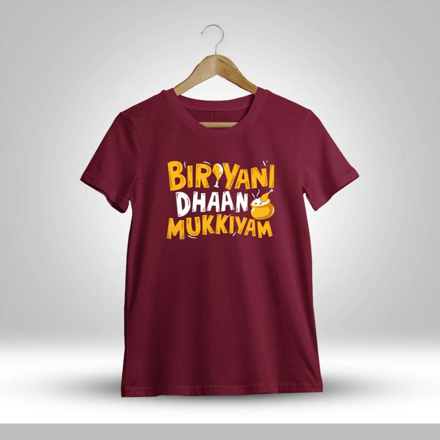 Biryani Dhaan Mukkiyam Maroon T-Shirt