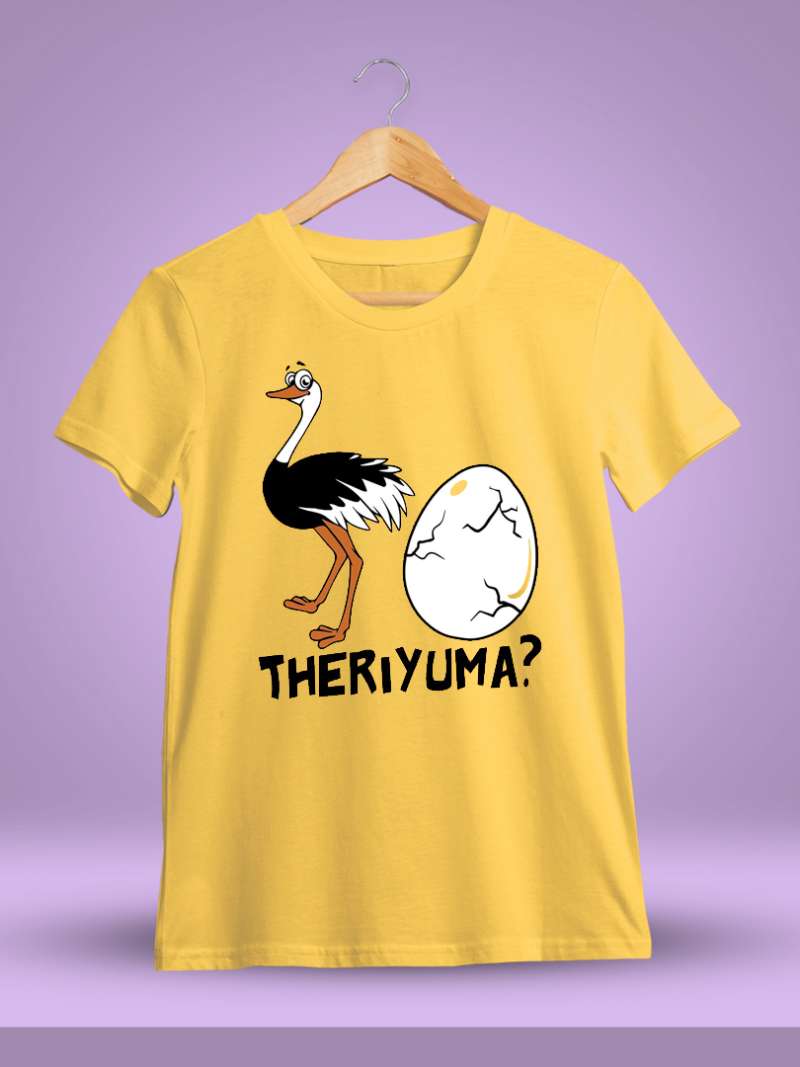 Ostrich Mutta Theriyuma Yellow T-Shirt