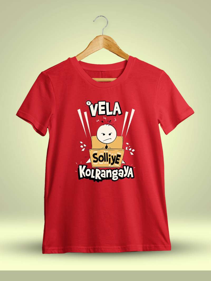 Vela Solliye Kolranga ya Red T-Shirt