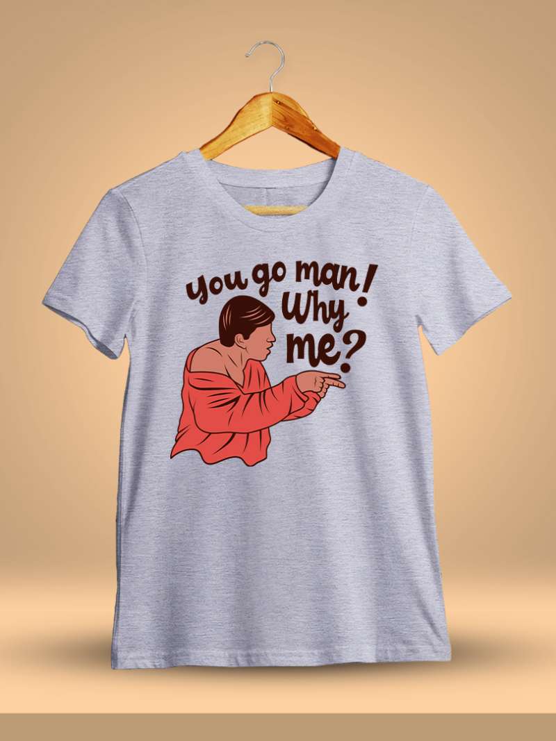 You Go Man Why Me Grey Melange Vadivelu T-Shirt
