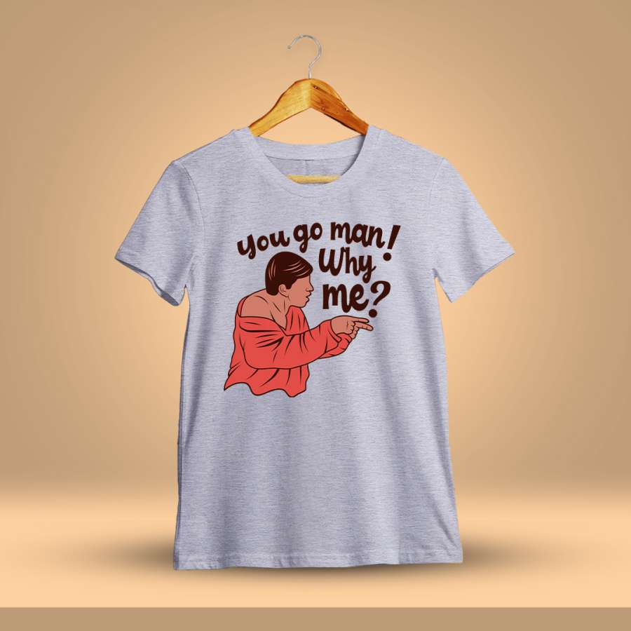 You Go Man Why Me Grey Melange Vadivelu T-Shirt