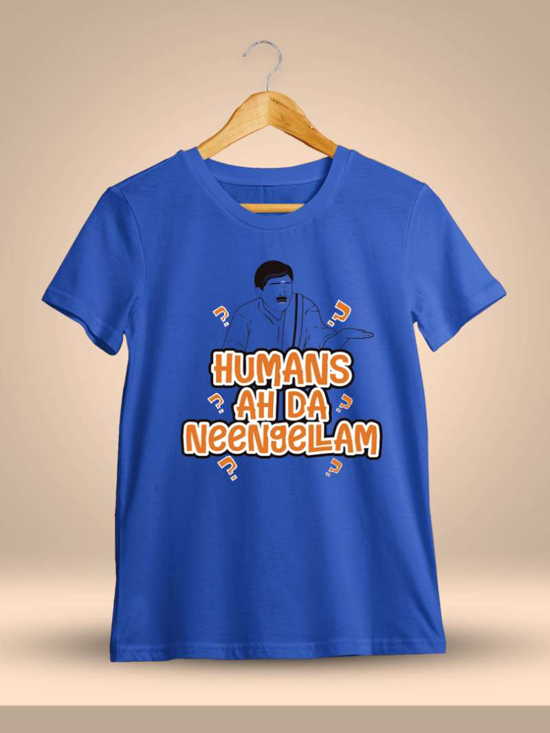 Humans Ah Da Neengalam - Vadivelu Royal Blue T-Shirt