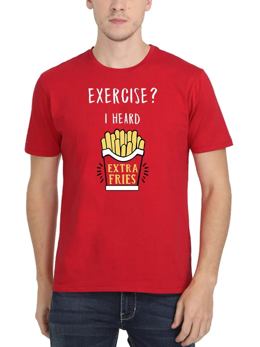 Exercise I Heard Extra Fries T-Shirt - Image 2