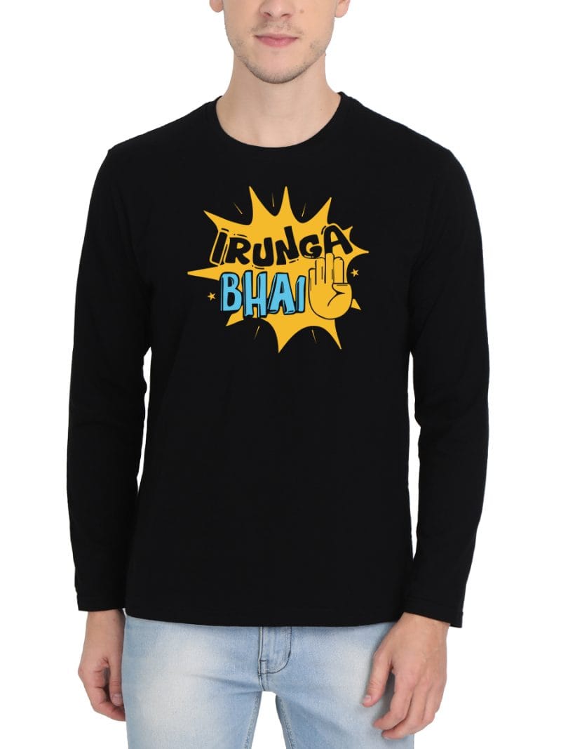 Irunga Bhai Crazy Tamil T-Shirt For Men - Full Sleeve