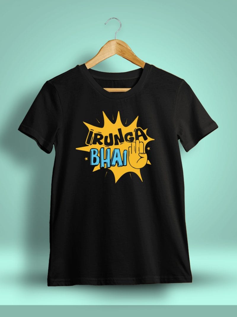 Irunga Bhai Crazy Tamil T-Shirt For Men - Half Sleeve